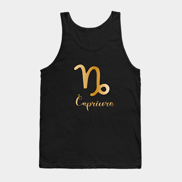 Capricorn Zodiac Sign golden Tank Top by Symbolsandsigns